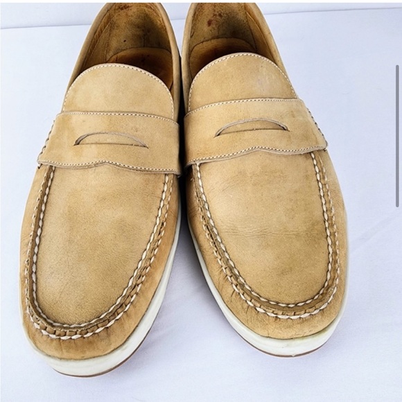 Peter Millar Size 11.5 M Tan Nubuck Penny Loafers - Picture 7 of 10